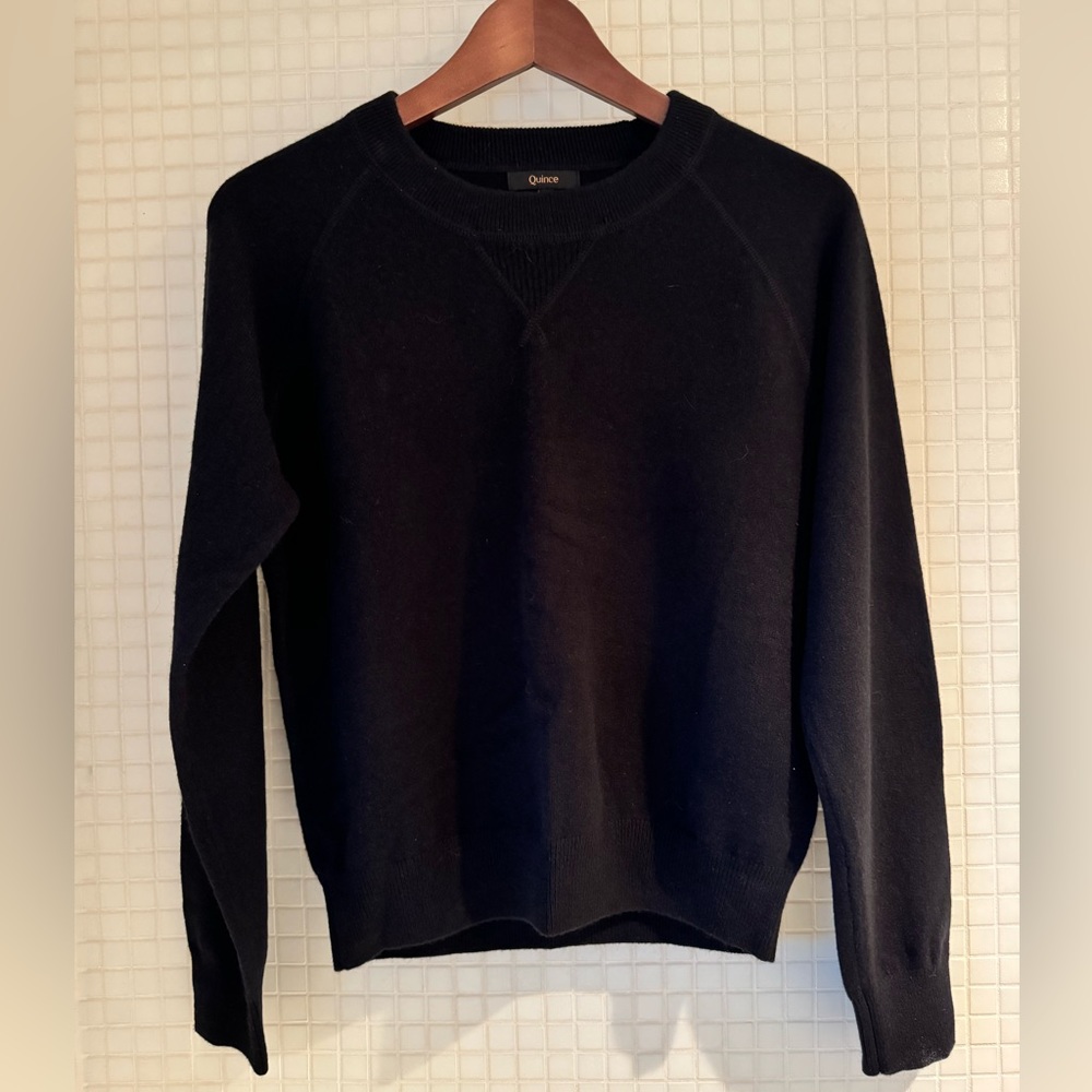Quince 100% Mongolian cashmere shrunken sweatshirt sweater black medium